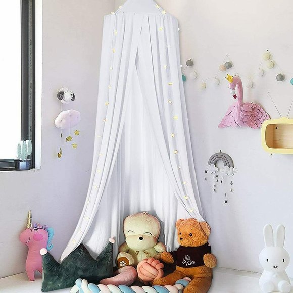 Luxury Cotton Lace Princess Play Dome Tent 2 Color Pink or White - Picture 2 of 11